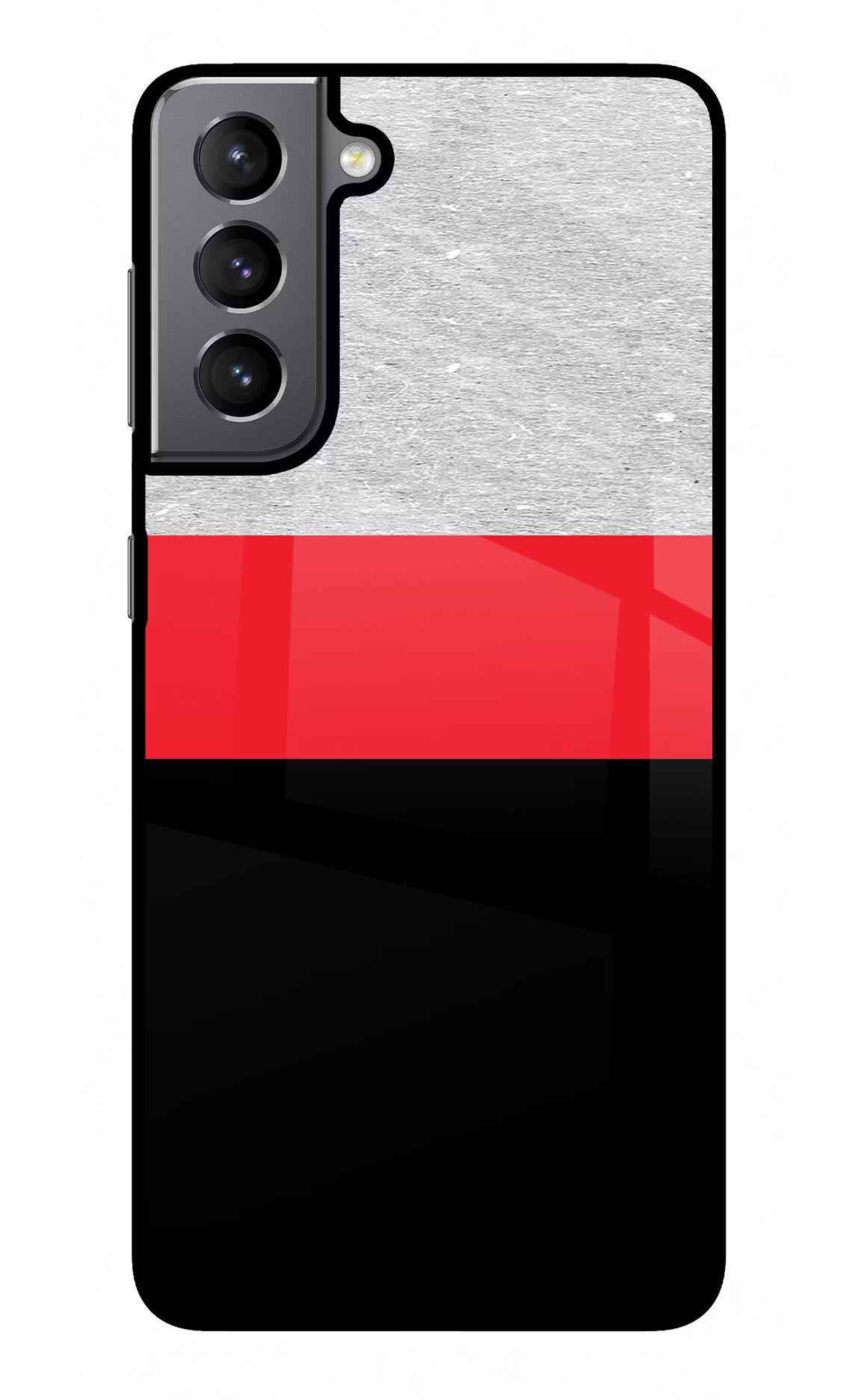 Tri Color Pattern Samsung S21 Plus Glass Case Back Cover by Casekaro