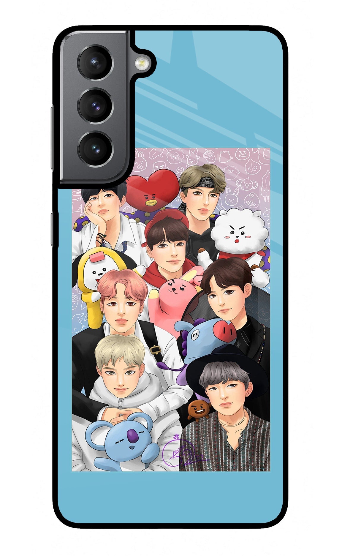 BTS with animals Samsung S21 Plus Glass Case