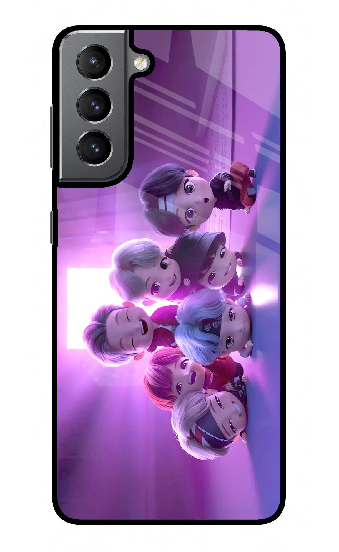 BTS Chibi Samsung S21 Plus Glass Case