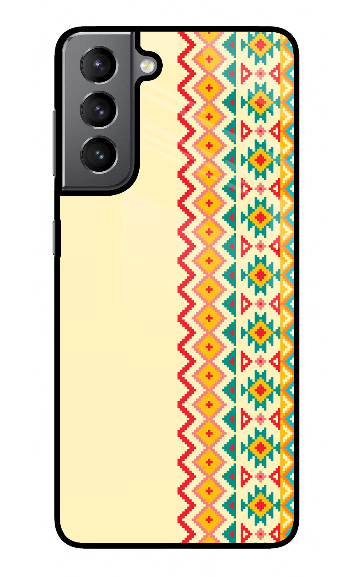 Ethnic Seamless Samsung S21 Plus Glass Case Back Cover by Casekaro