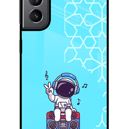Cute Astronaut Chilling Samsung S21 Plus Glass Case