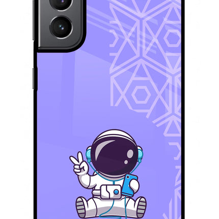 Cute Astronaut Chilling Samsung S21 Plus Glass Case