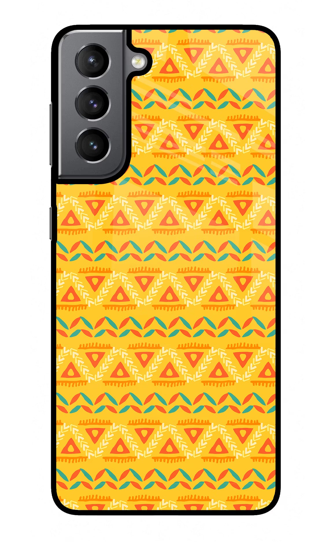 Tribal Pattern Samsung S21 Plus Glass Case Back Cover by Casekaro