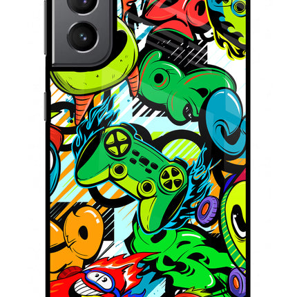 Game Doodle Samsung S21 Plus Glass Case