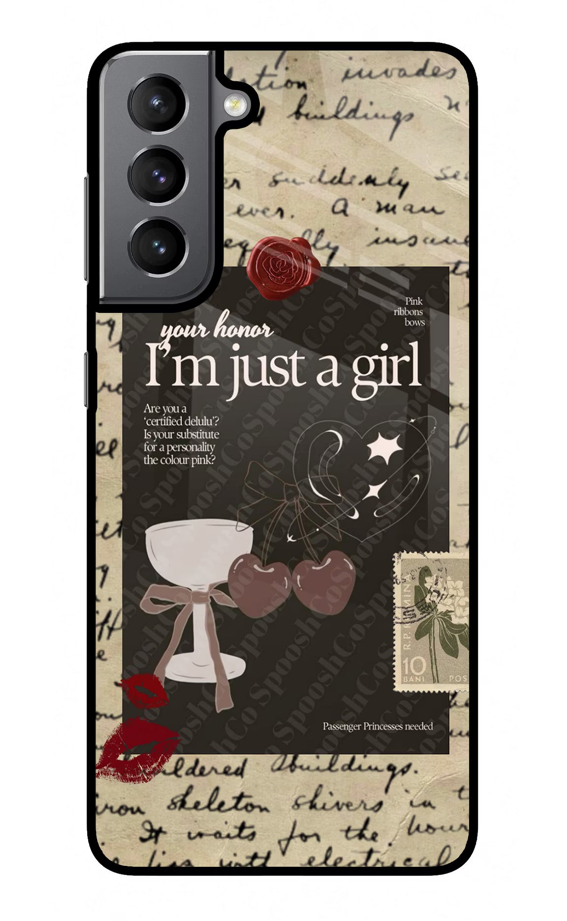 I am just a girl Samsung S21 Plus Glass Case Back Cover by Casekaro