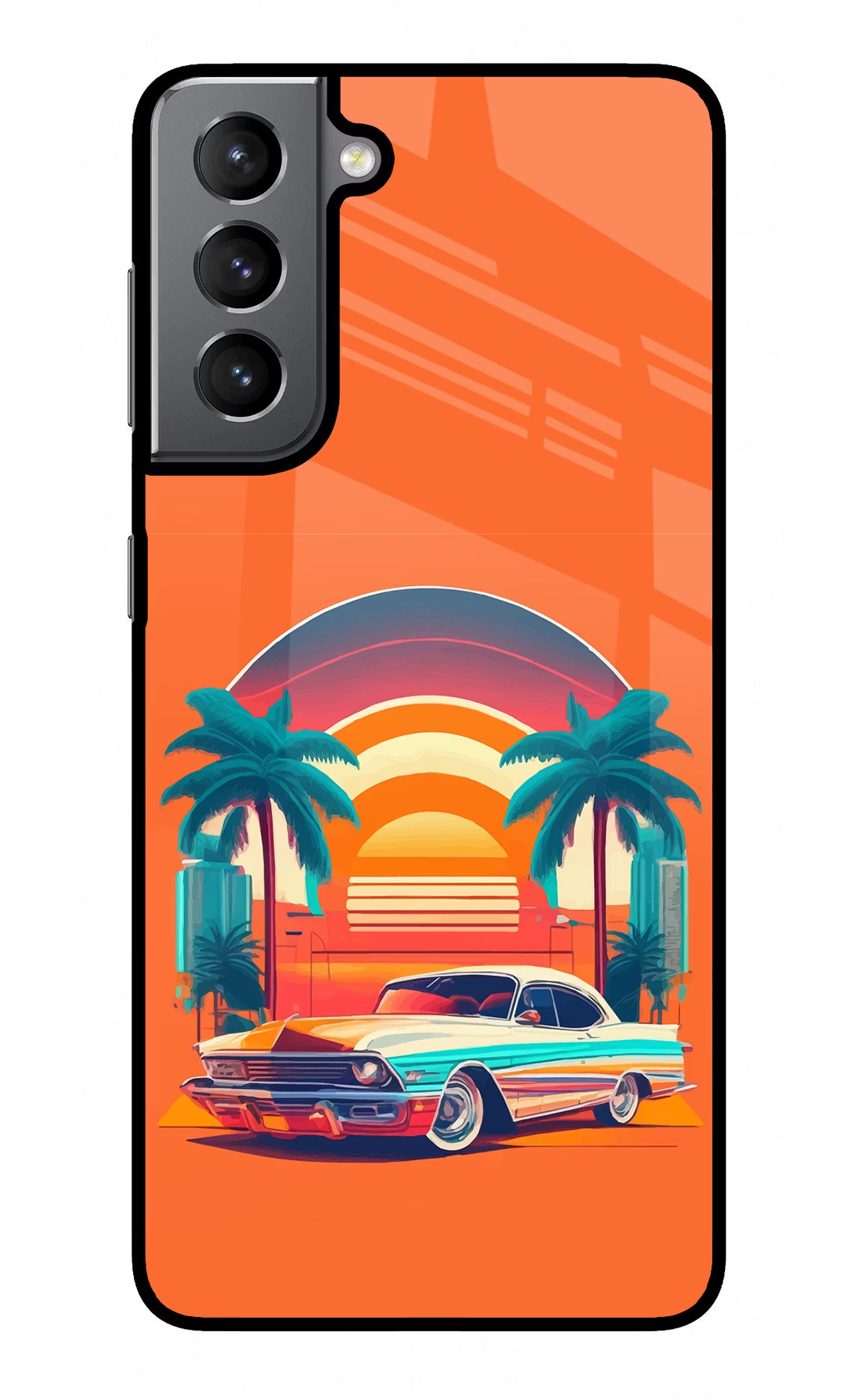 Palm Drive 80s Samsung S21 Plus Glass Case Back Cover by Casekaro