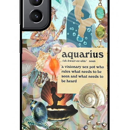 Aquarius Zodiac Samsung S21 Plus Glass Case Back Cover by Casekaro