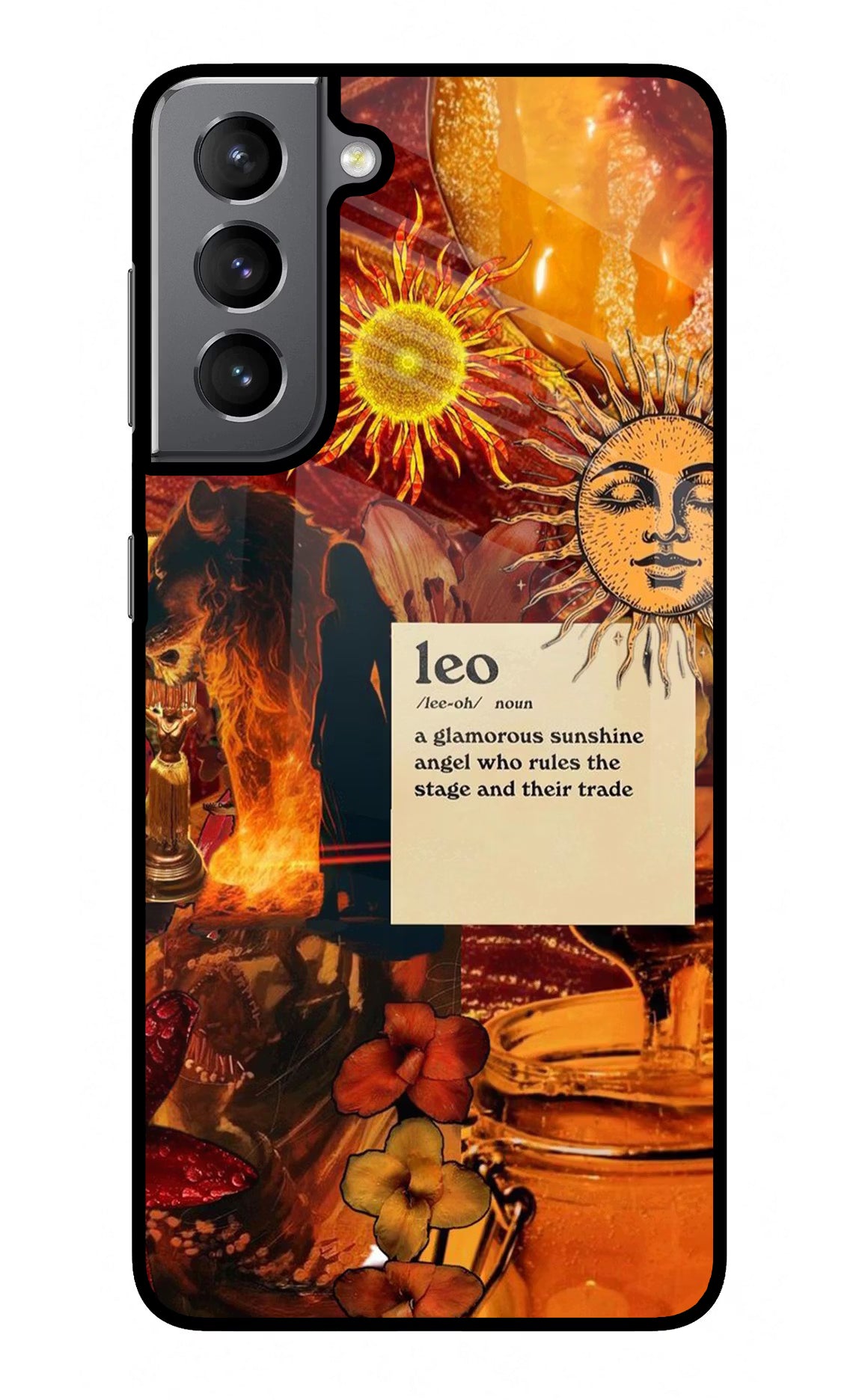 Leo Zodiac Samsung S21 Plus Glass Case Back Cover by Casekaro