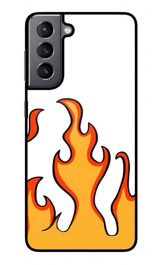 Fired Up – White Samsung S21 Plus Glass Case