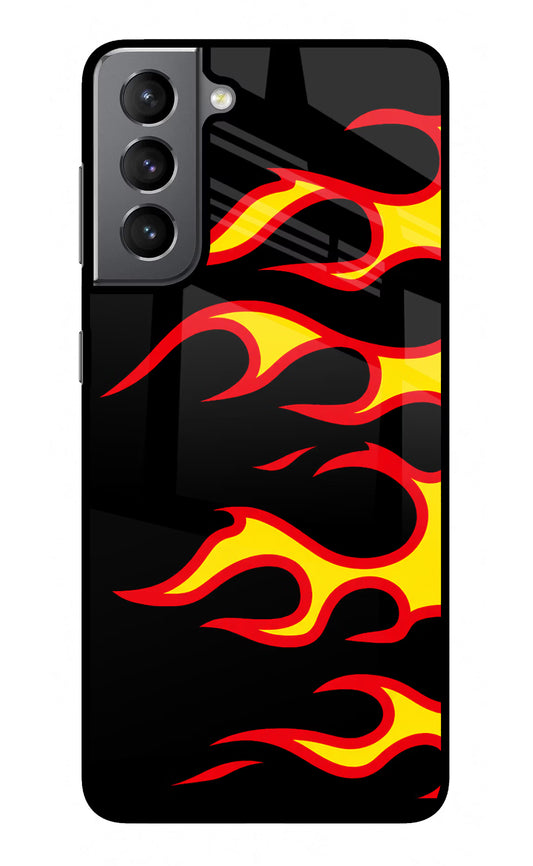 Side Sweep Flames Samsung S21 Plus Glass Case
