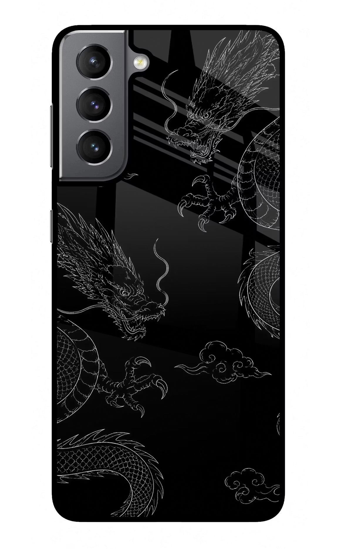 Twin Dragons Samsung S21 Plus Glass Case Back Cover by Casekaro