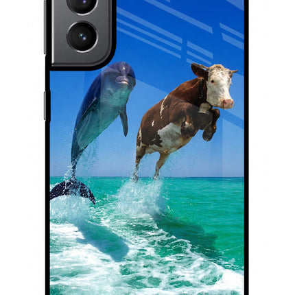 Dolphin vs Cow Samsung S21 Plus Glass Case