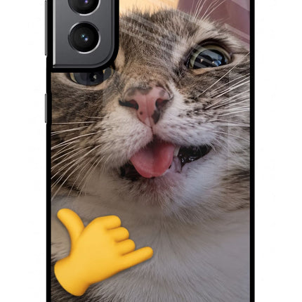 Silly Cat Call Samsung S21 Plus Glass Case