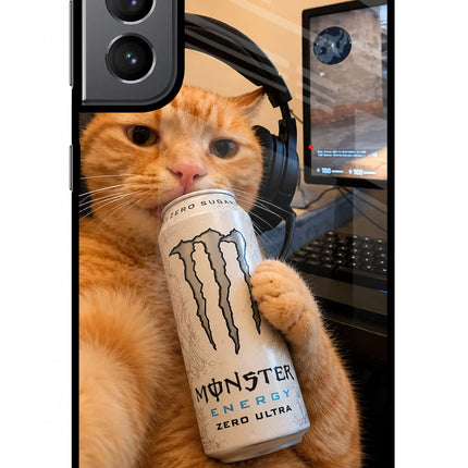 Gamer Cat Energy Samsung S21 Plus Glass Case