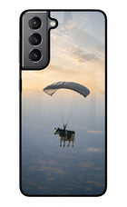 Skydiving Cow Samsung S21 Plus Glass Case