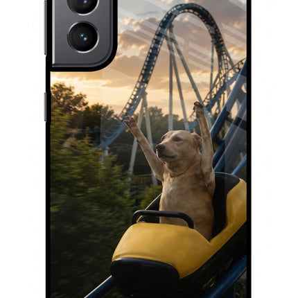 Rollercoaster Dog Samsung S21 Plus Glass Case