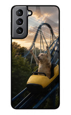 Rollercoaster Dog Samsung S21 Plus Glass Case