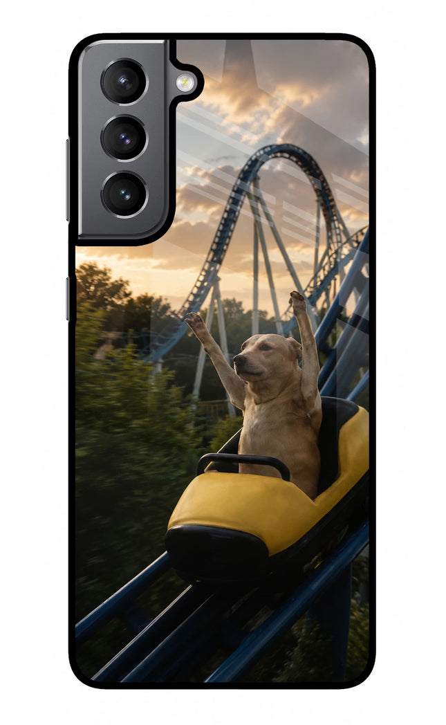 Rollercoaster Dog Samsung S21 Plus Glass Case