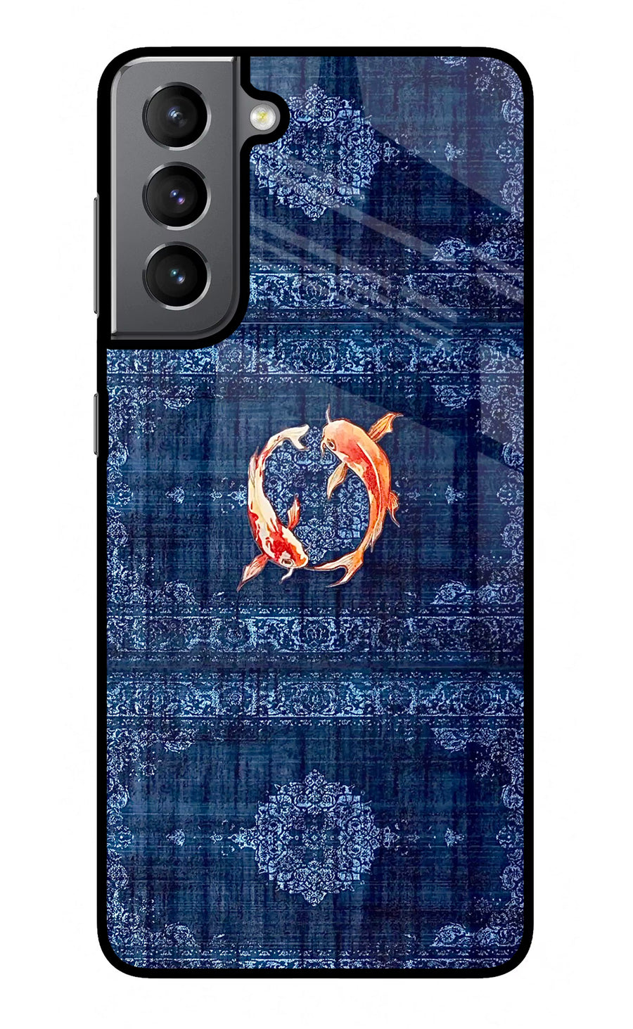 Koi Blue Samsung S21 Plus Back Cover, Glass case