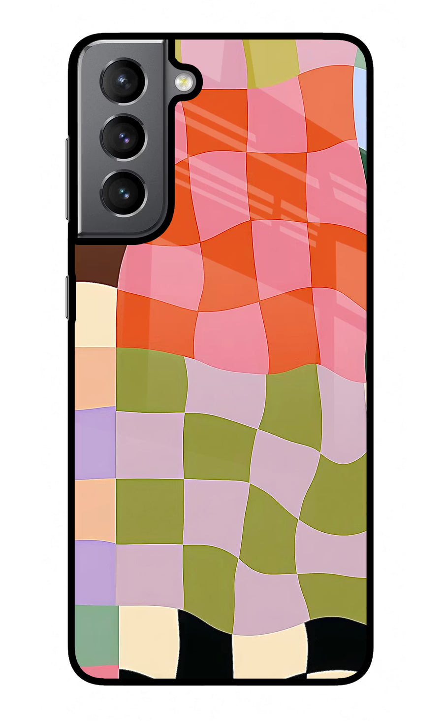 Wavy Grid Samsung S21 Plus Back Cover, Glass case