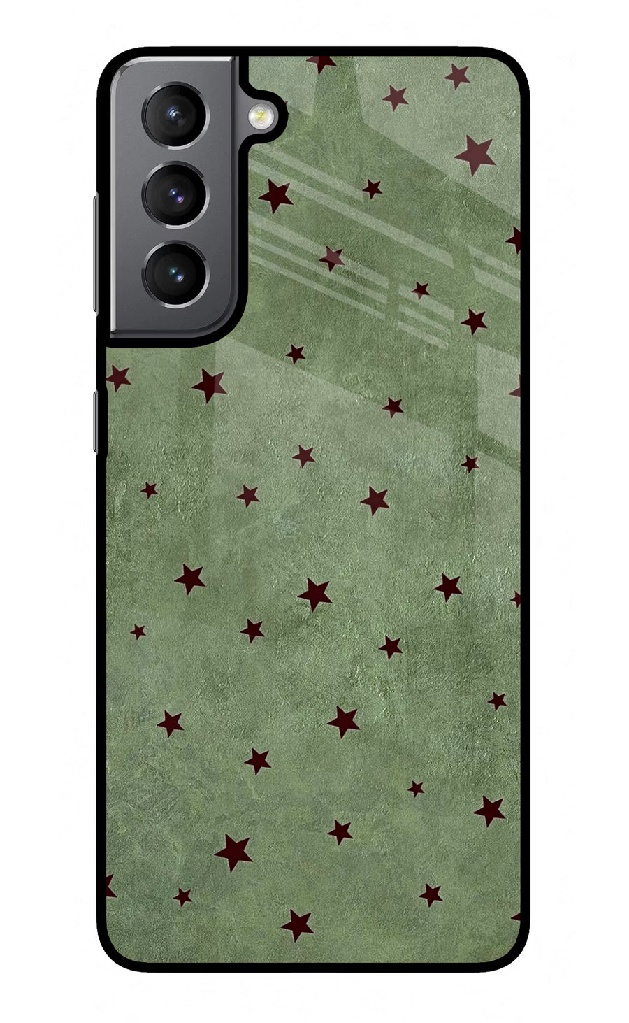Green Stars Samsung S21 Plus Back Cover, Glass case
