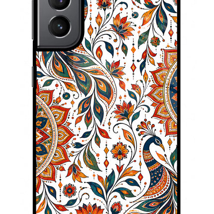 White Mayura Samsung S21 Plus Glass Case