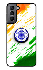 Indian Flag Ashoka Chakra Samsung S21 Plus Glass Case