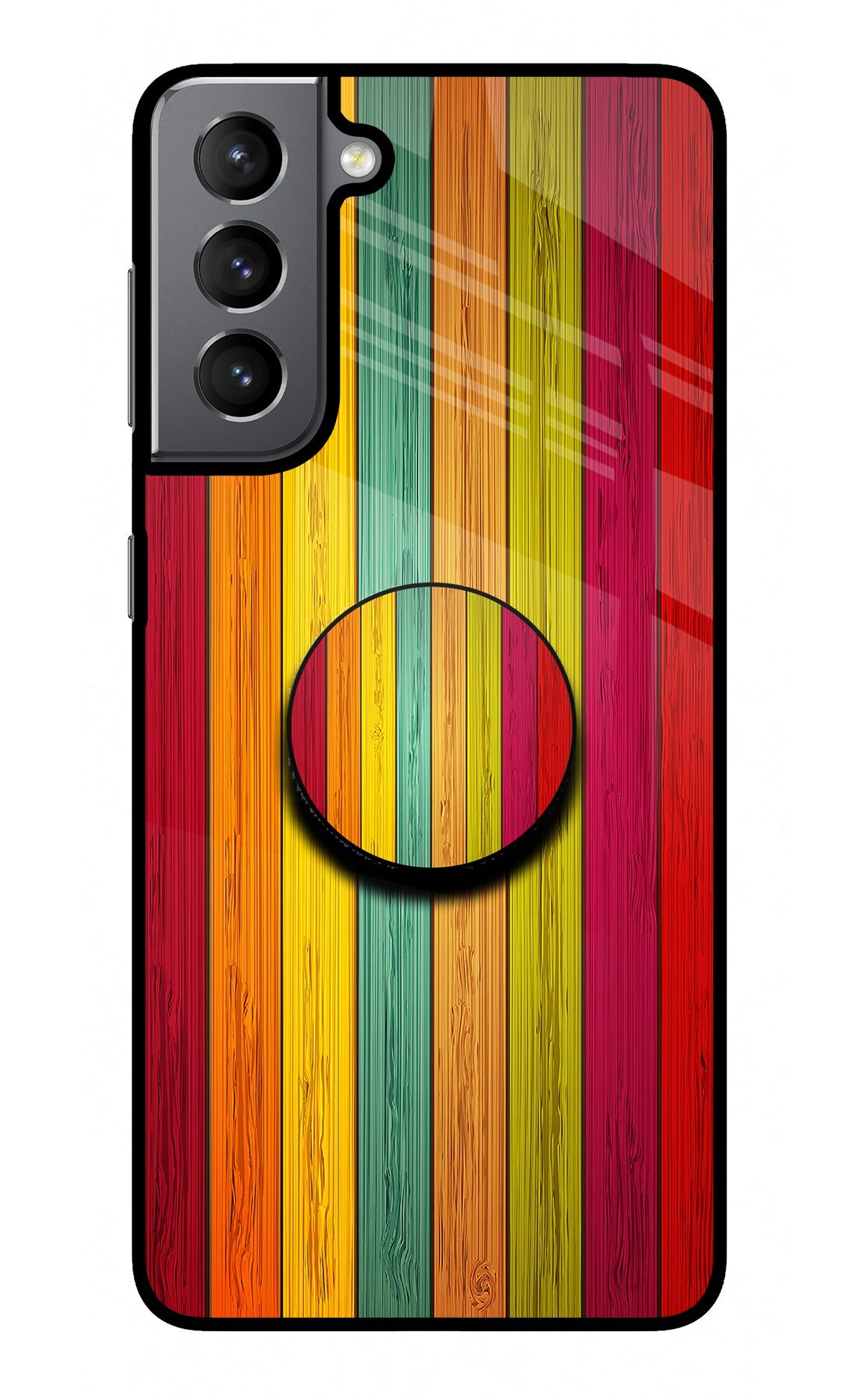 Multicolor Wooden Samsung S21 Plus Glass Case