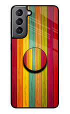 Multicolor Wooden Samsung S21 Plus Glass Case