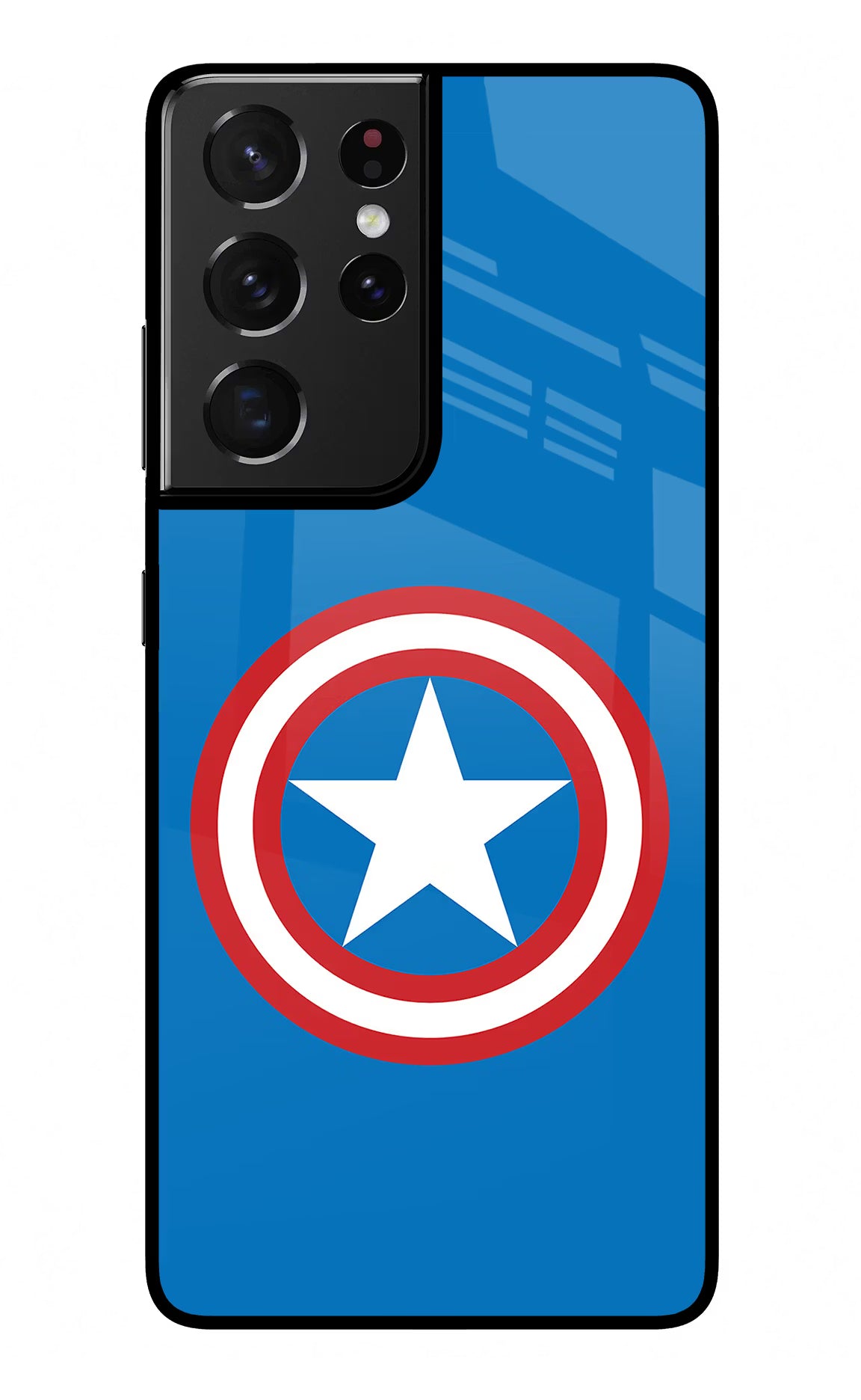 Captain America Logo Samsung S21 Ultra Glass Case Back Cover by Casekaro