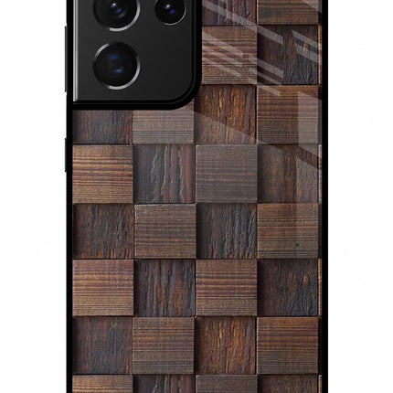 Wooden Cube Design Samsung S21 Ultra Glass Case