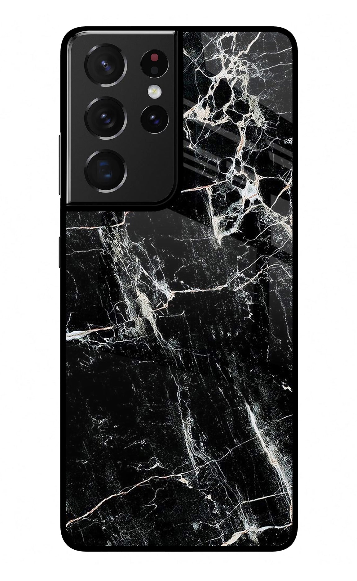 Black Marble Texture Samsung S21 Ultra Glass Case