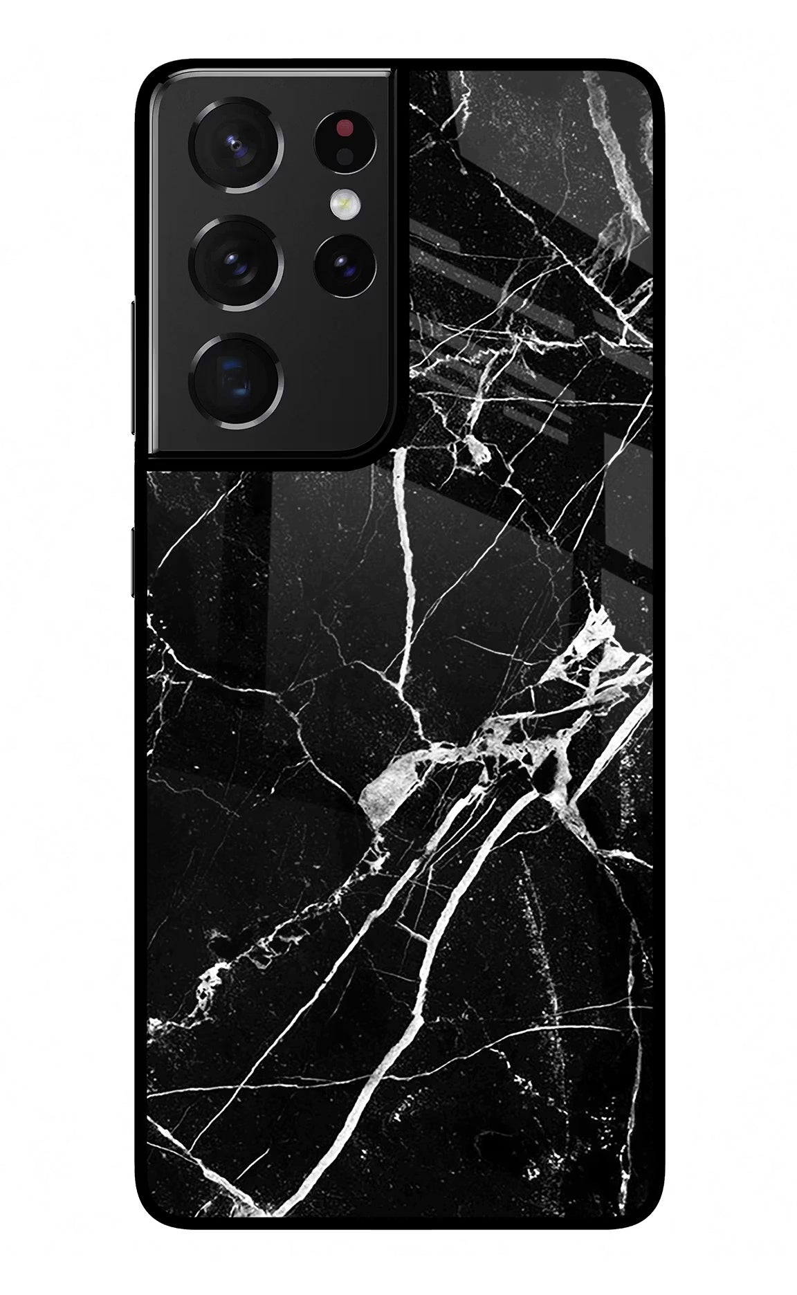 Black Marble Pattern Samsung S21 Ultra Glass Case Back Cover by Casekaro