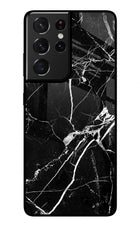 Black Marble Pattern Samsung S21 Ultra Glass Case