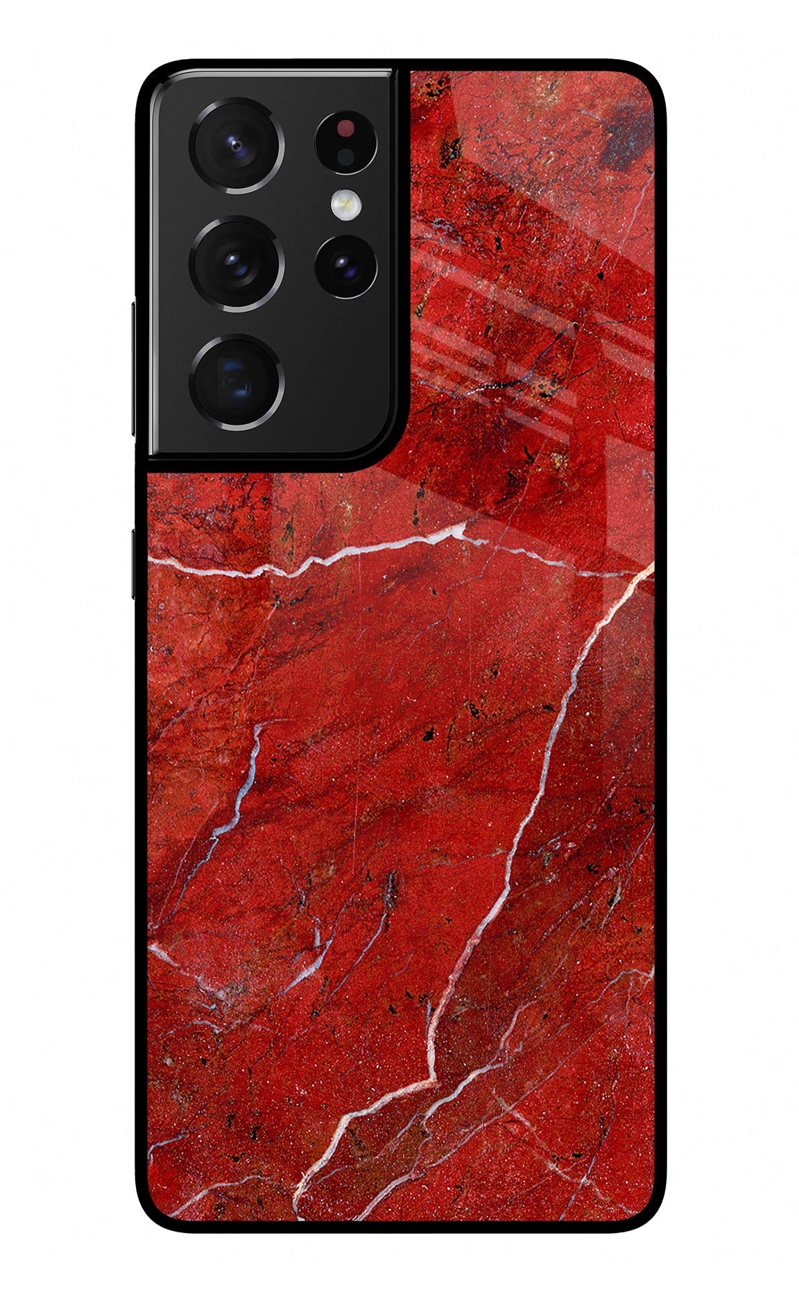 Red Marble Design Samsung S21 Ultra Glass Case