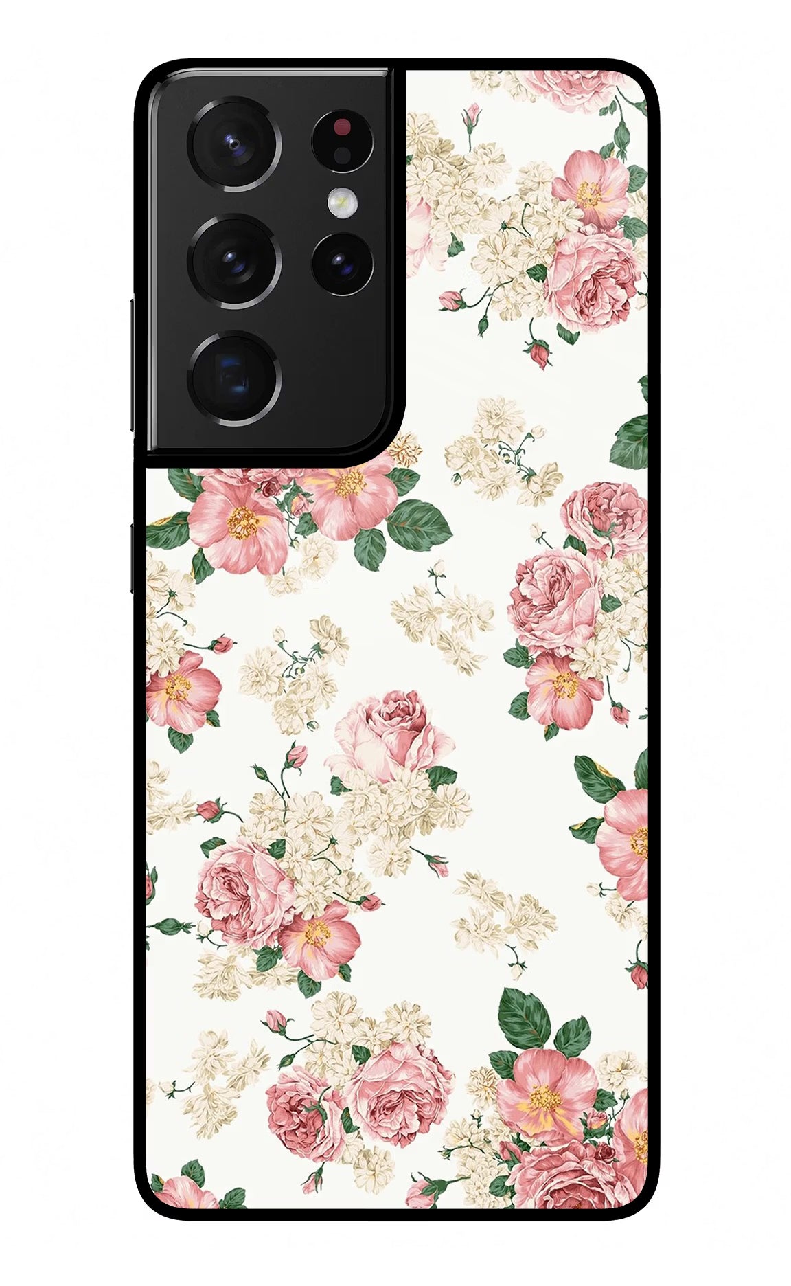 Flowers Samsung S21 Ultra Glass Case Back Cover by Casekaro