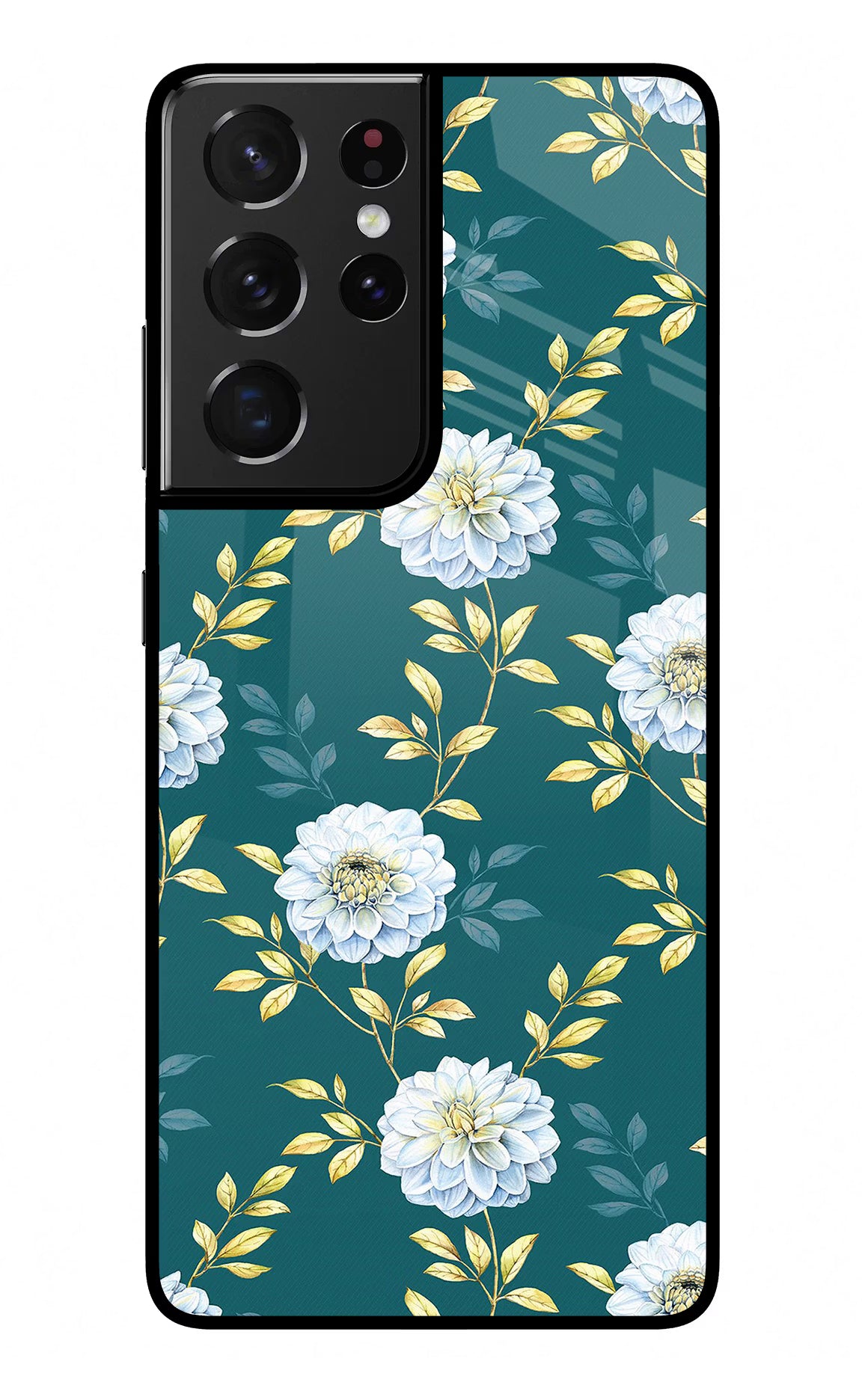 Flowers Samsung S21 Ultra Glass Case Back Cover by Casekaro