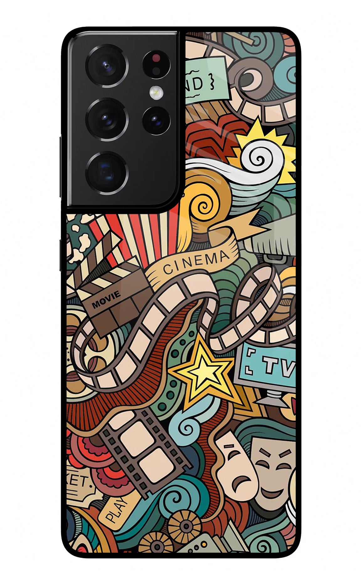 Cinema Abstract Samsung S21 Ultra Glass Case Back Cover by Casekaro