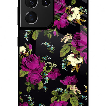 Flowers Samsung S21 Ultra Glass Case Back Cover by Casekaro