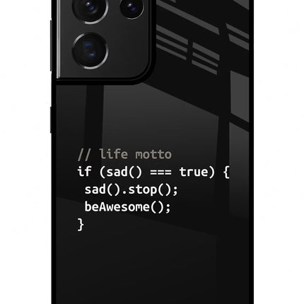 Life Motto Code Samsung S21 Ultra Glass Case Back Cover by Casekaro
