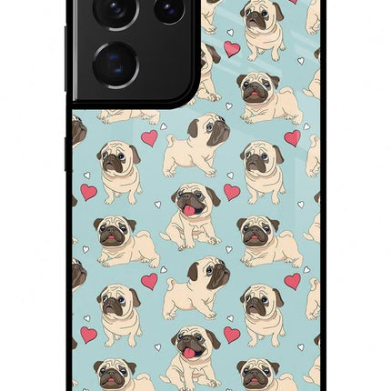 Pug Dog Samsung S21 Ultra Glass Case Back Cover by Casekaro
