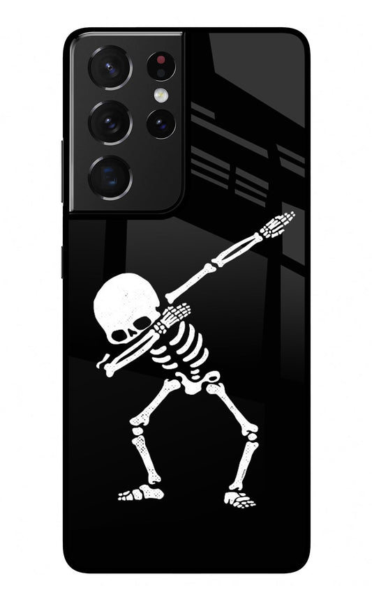 Dabbing Skeleton Art Samsung S21 Ultra Glass Case