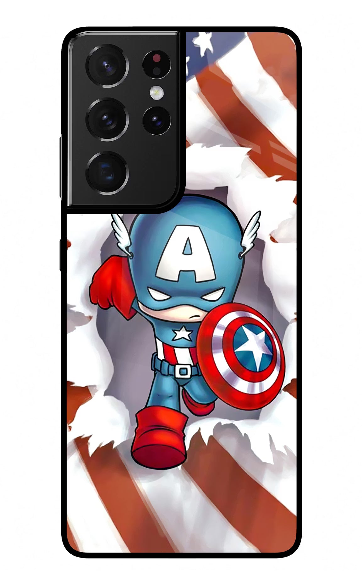 Captain America Samsung S21 Ultra Glass Case Back Cover by Casekaro