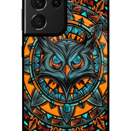 Angry Owl Art Samsung S21 Ultra Glass Case Back Cover by Casekaro