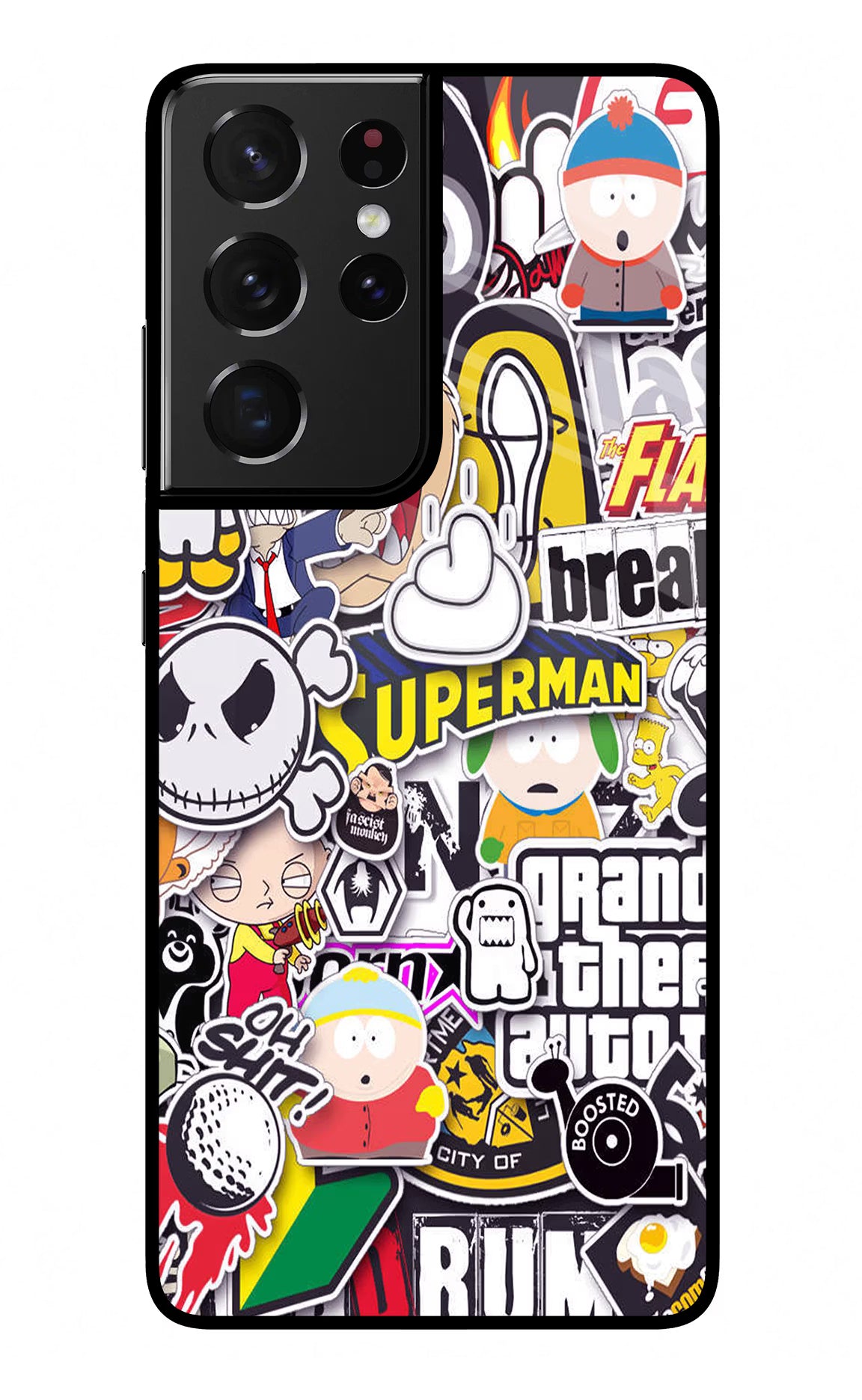 Sticker Bomb Samsung S21 Ultra Glass Case Back Cover by Casekaro