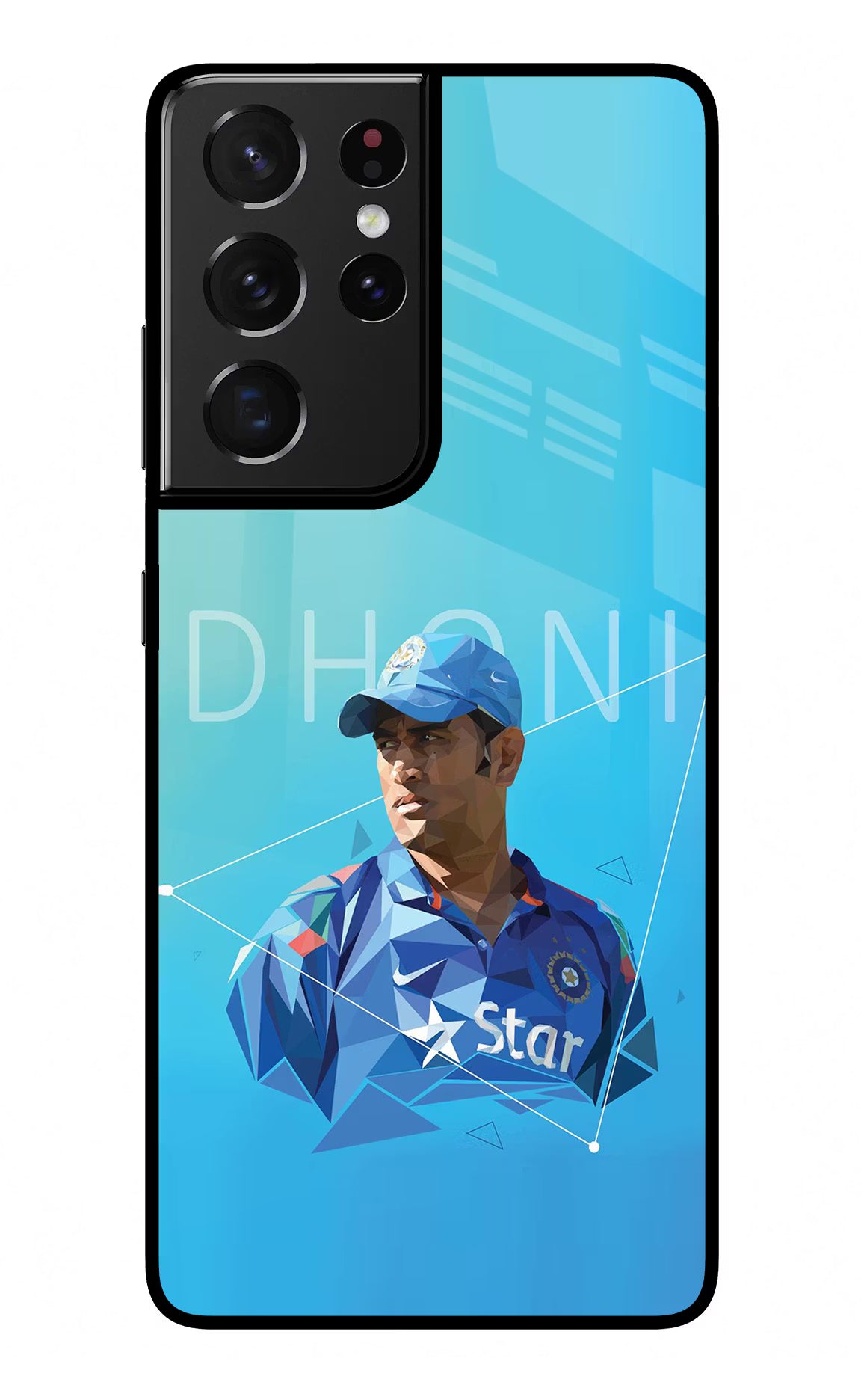 Dhoni Artwork Samsung S21 Ultra Glass Case Back Cover by Casekaro