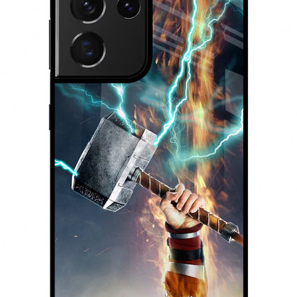 Thor Hammer Mjolnir Samsung S21 Ultra Glass Case Back Cover by Casekaro