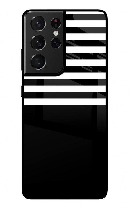 Black and White Print Samsung S21 Ultra Glass Case