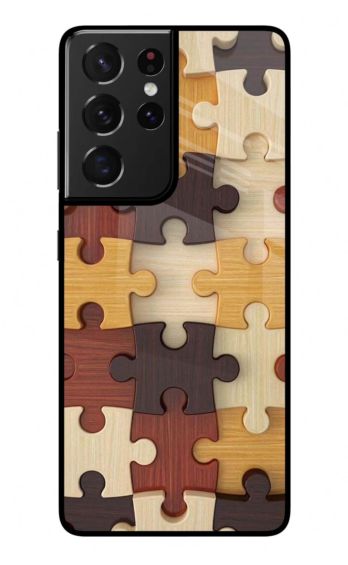 Wooden Puzzle Samsung S21 Ultra Glass Case Back Cover by Casekaro