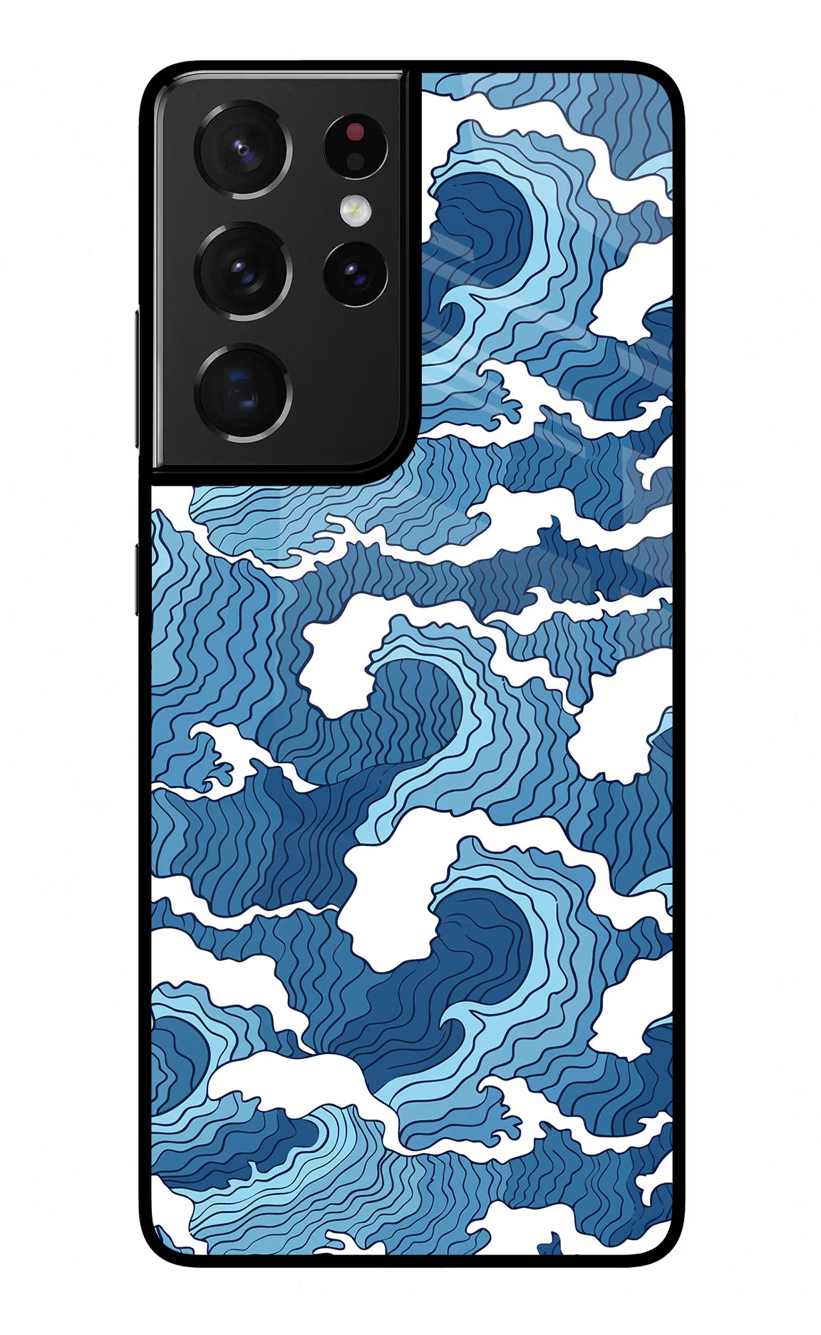 Blue Waves Samsung S21 Ultra Glass Case Back Cover by Casekaro